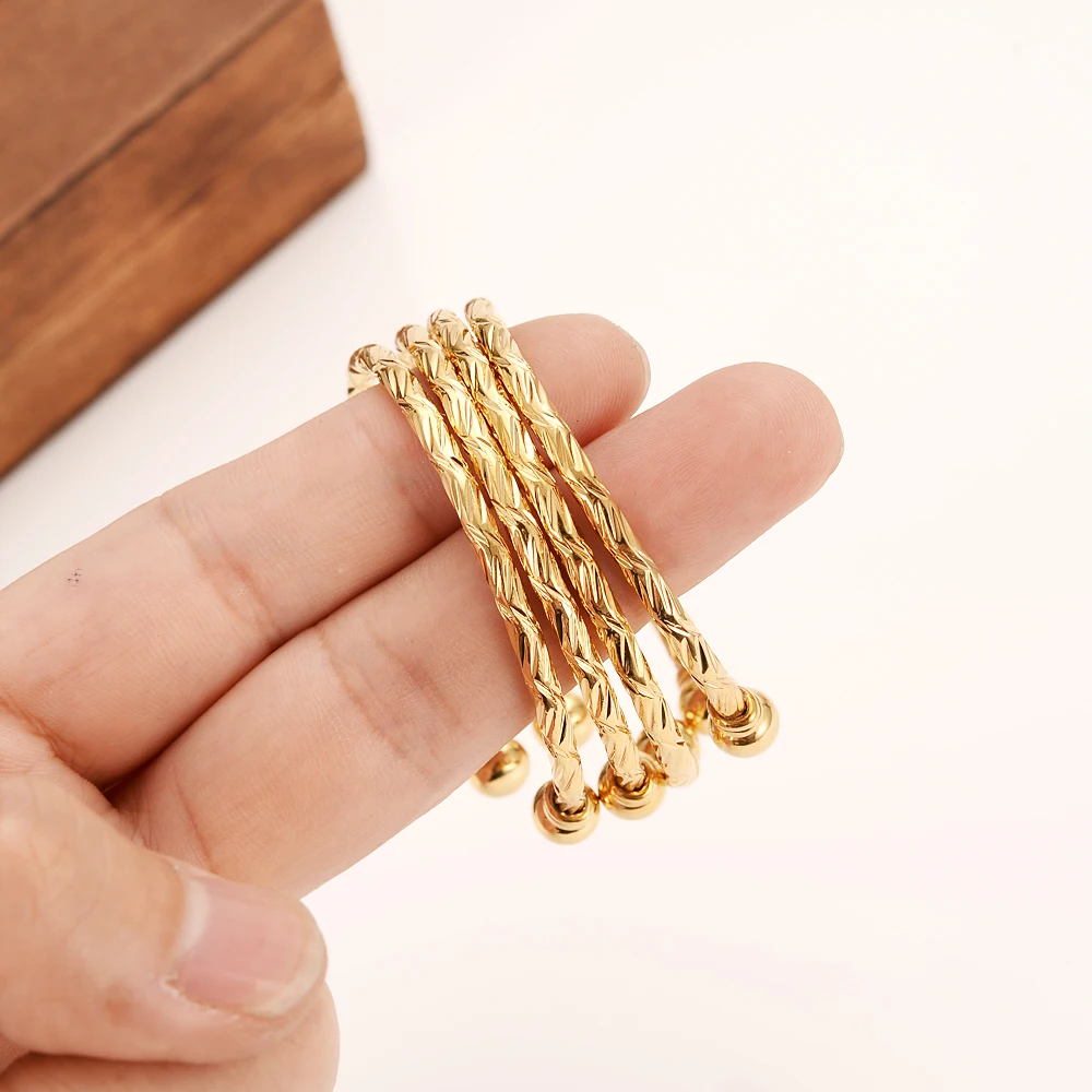 

small lovely gold Dubai Africa Bangle Arab Jewelry Gold Charm girls India anklet Bracelet Jewelry For Kids baby birthday Gift