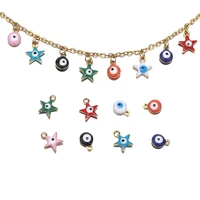 20pcs stainless steel colorful enamel star eyes beads charms for diy jewelry making necklace bracelet earring pendants findings
