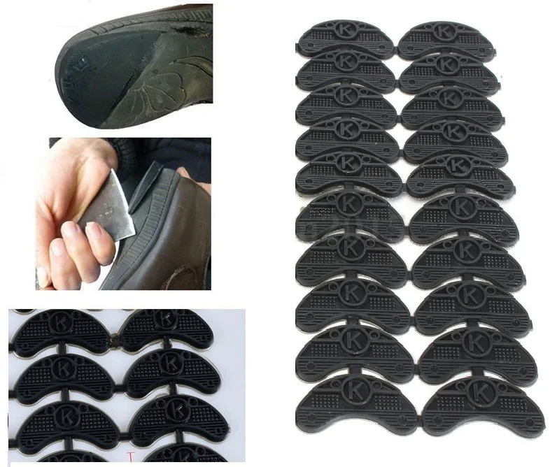 10 Pairs Black Rubber Sole Replacement Heel Savers Toe Plates Tap DIY Glue On Shoes Pad