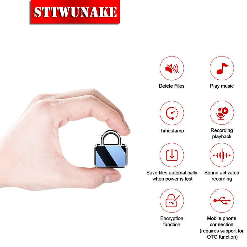 STTWUNAKE Диктофон мини Запись микро аудио звук скрытая шпион цифровой