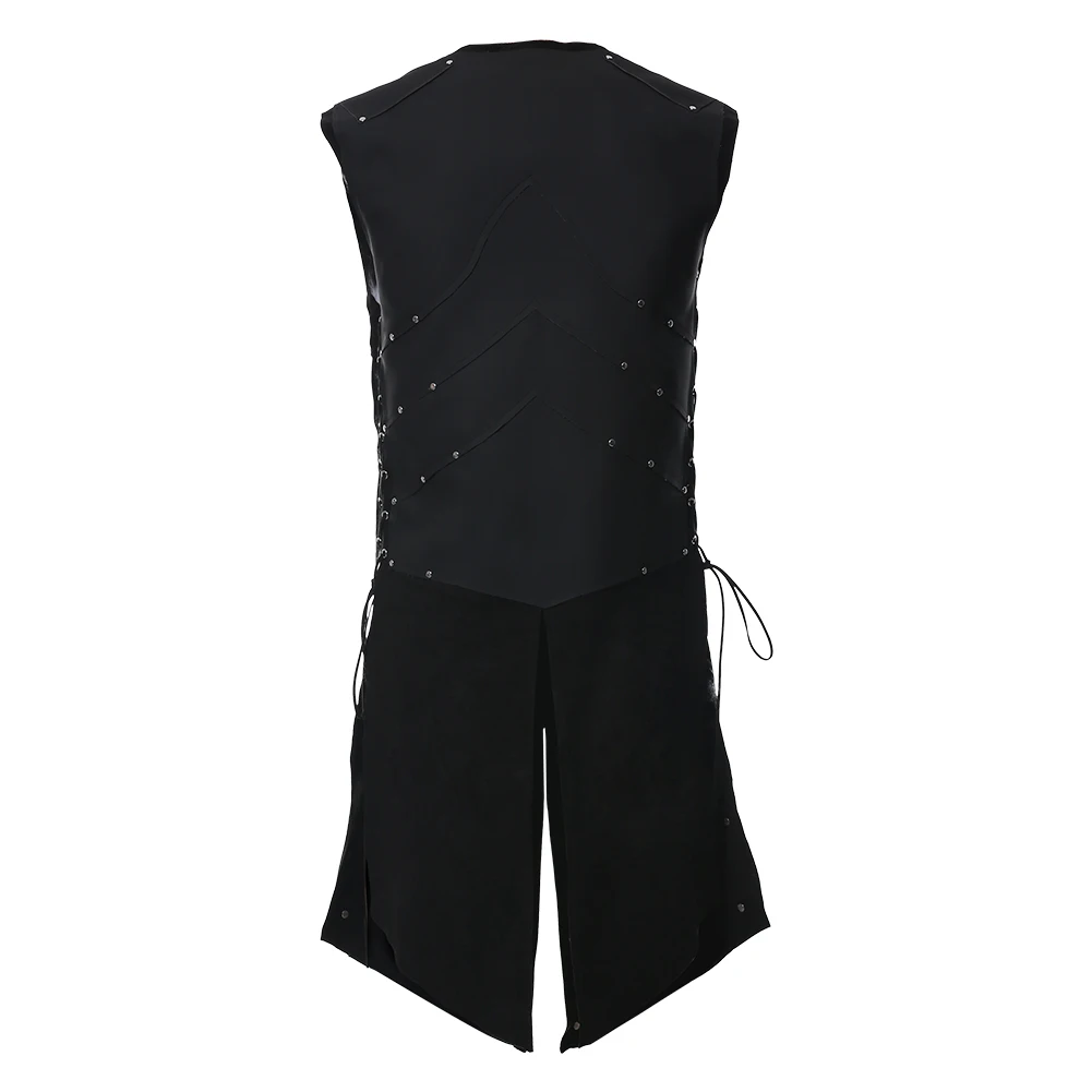 Костюм для косплея средневекового эльфа воина кожаный армированный жилет черный