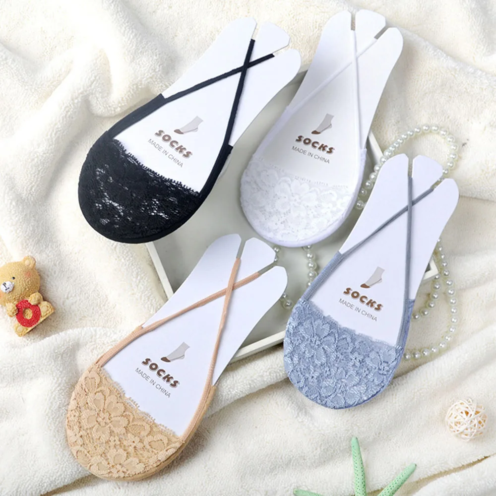 

1Pair Summer Half Feet socks Antiskid Invisible Liner Low Cut Sling Short Lace Sock Black White New Fashion for Women Lady Sexy