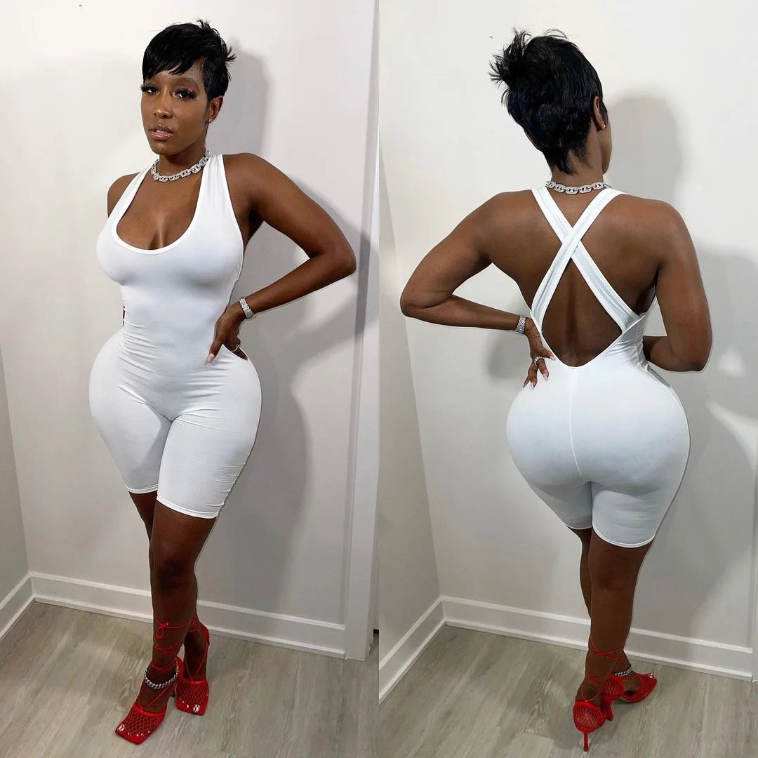 

Cross Backless Playsuit Skinny Bodycon Party Club Outfits Summer Jumpsuit Sexy Tracksuit Sporty Yoga One Piece Suit