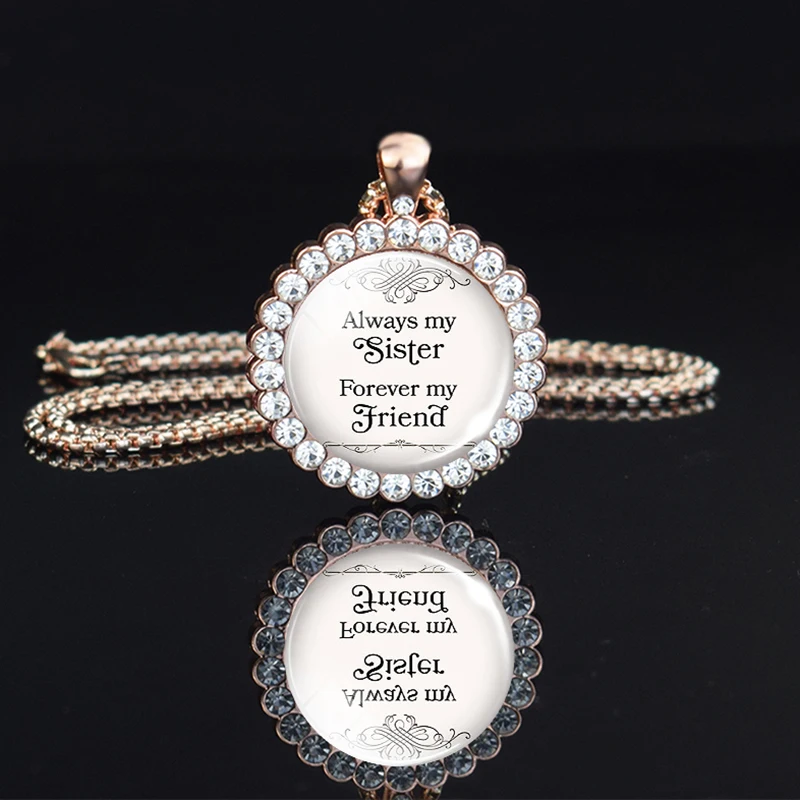 

Always My Sister , Forever My Friend Necklace Rhinestone Pendant Necklace Friendship Necklace Sisters Jewelry Best Friend Gift