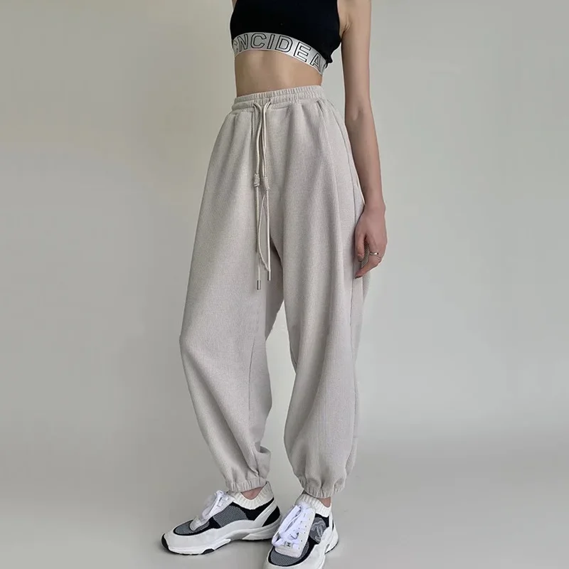 

WOMENGAGA Women Waffle Textured Jogger With Elasticated Drawstring Waist ZU55