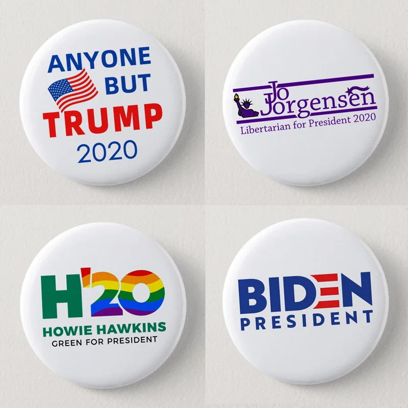 

U.S.A United States American flag Lapel pins Butto Donald Trump pins Joe Biden Jo Jorgensen Howie Hawkins Green for president