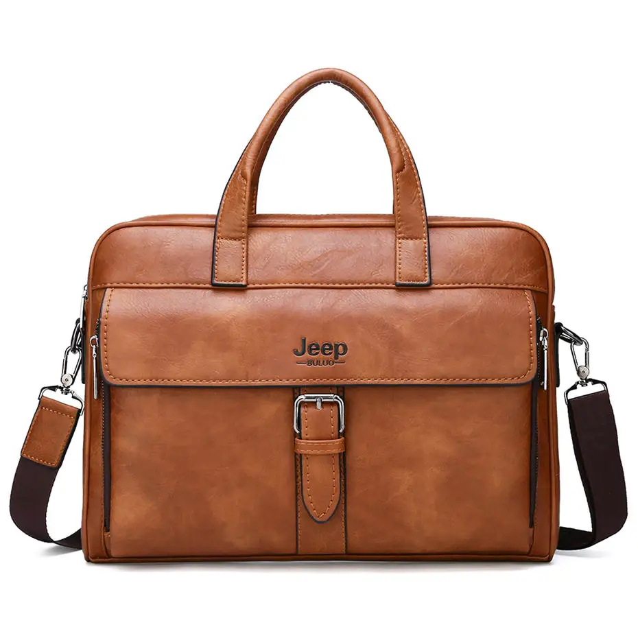 Only bag-Orange JEEP BULUO, новинка, мужской деловой портфель, сумка, высокое качество, дорожная сумка для мужчин, спилок, кожа, 14 дюймов, для ноутбука, сумки-мессенджеры - Цвет: Only bag-Orange