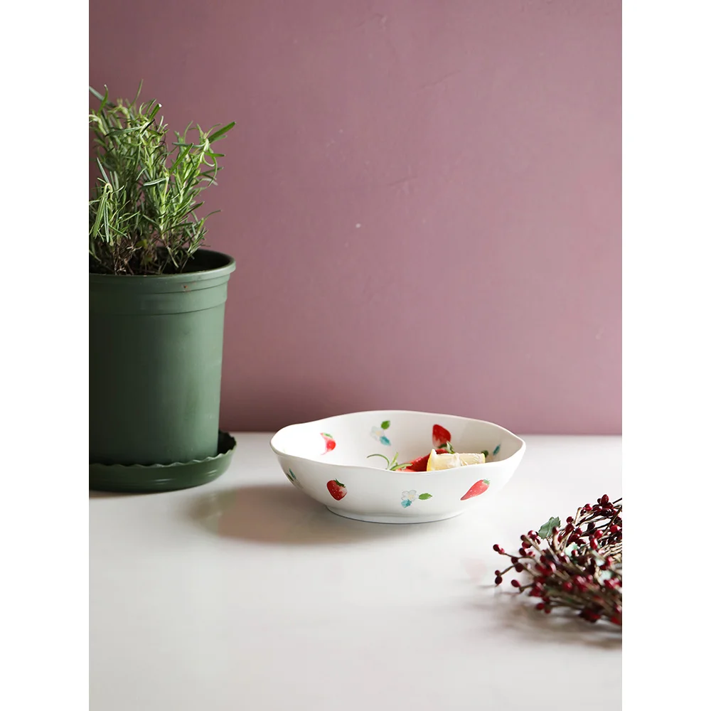 Креативные керамические миски с клубничным принтом 8 дюймов салаты фрукты