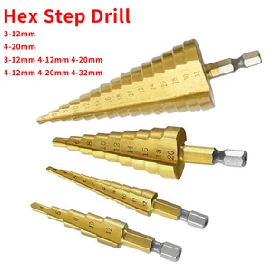 Набор сверл по дереву шестигранное титановое ступенчатое Коническое сверло 3 шт. 3-12 мм 4-20 мм ступенчатое Коническое сверло из быстрорежущей стали для деревообработки режущие инструменты