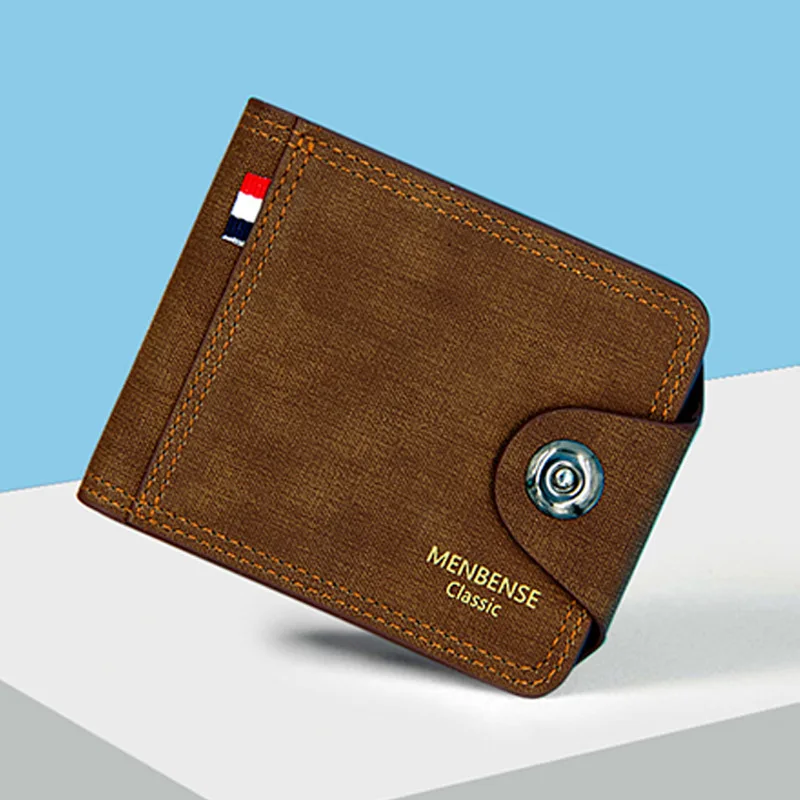 

New Men's Short Wallet Retro Frosted Youth Wallet Thin Men's Horizontal Wallet Fashion