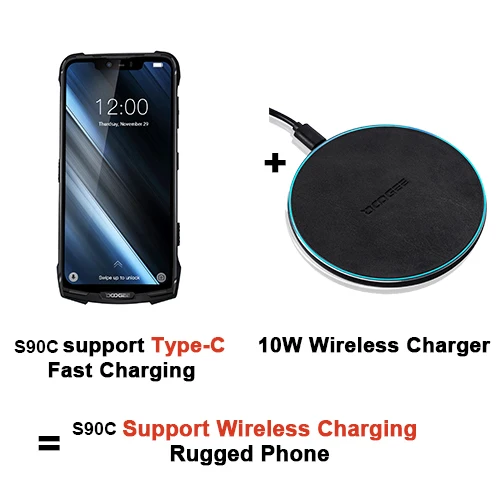 Doogee S90C модульный прочный мобильный телефон IP68 6,1" дисплей Helio P70 Восьмиядерный 4 Гб 64 Гб 5050 мАч 16 Мп+ 8 Мп Android 9,0 12V2A - Цвет: Add wireless charger