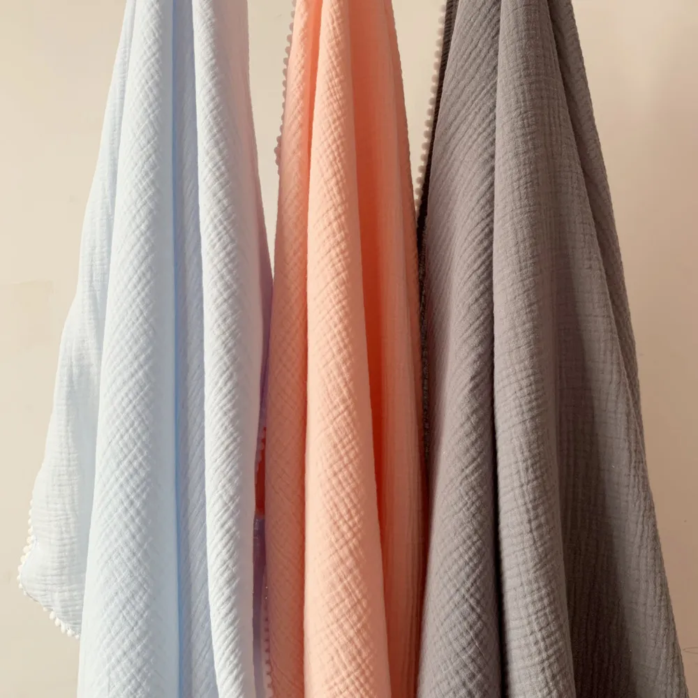 Хлопок муслин детское одеяло с помпонами Летние простыней покрывало набор