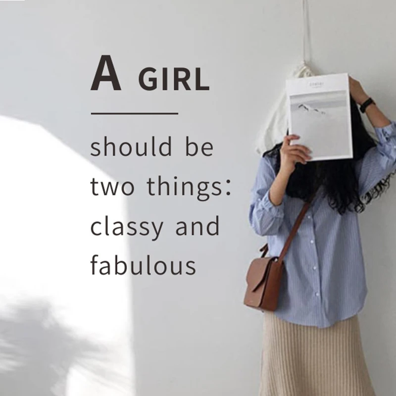 Наклейка сделай сам стикер для декора А девушка должна быть двумя вещами: