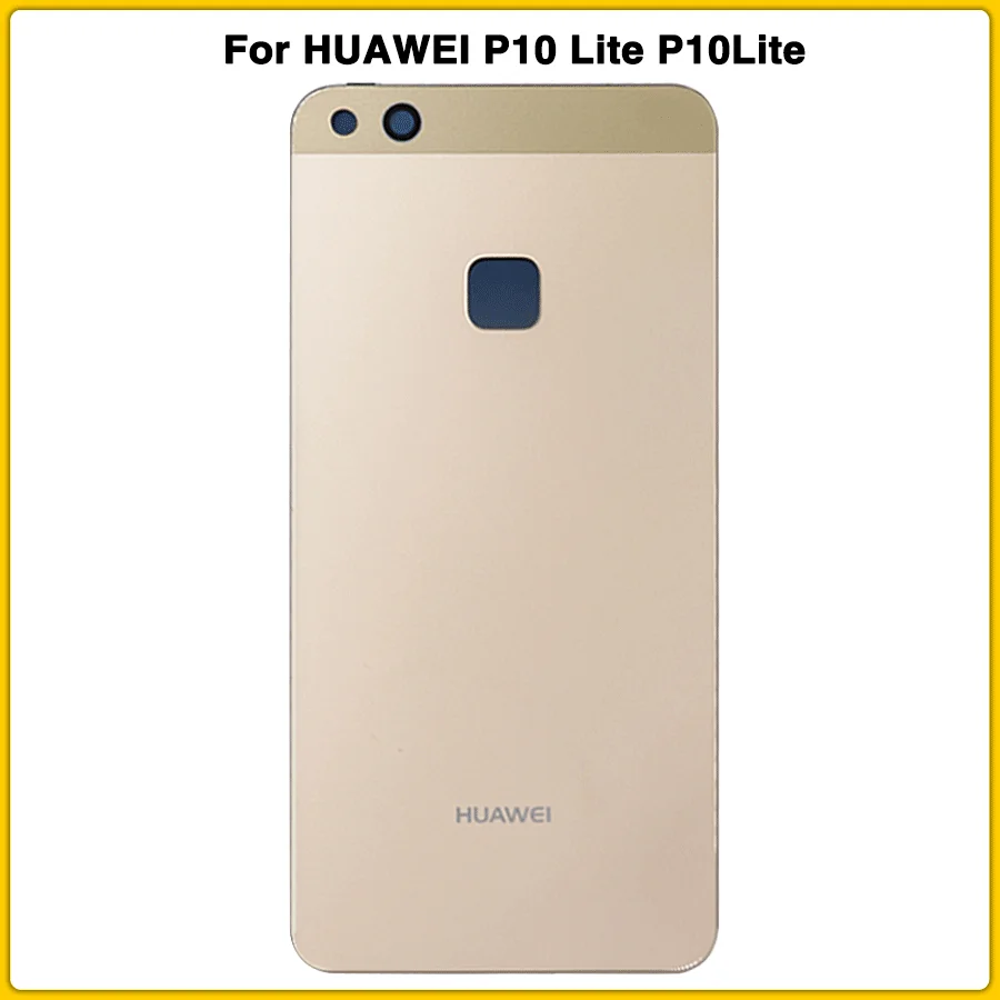 Gold Чехол для задней панели P10Lite, стекло для HUAWEI P10 Lite 5,2 '', задняя крышка для батареи, задняя крышка для двери с клейкой наклейкой - Цвет: Gold