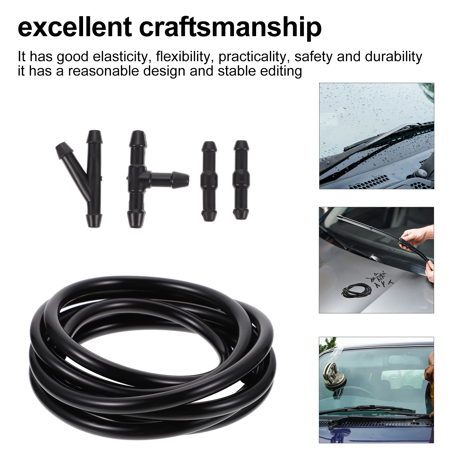 

2 Sets Spray Water Hose Windscreen Washer Connector Hose Car Spray Nozzle Hose Sprinkler Connecting Pipe Rubber Sprinkler Pipe