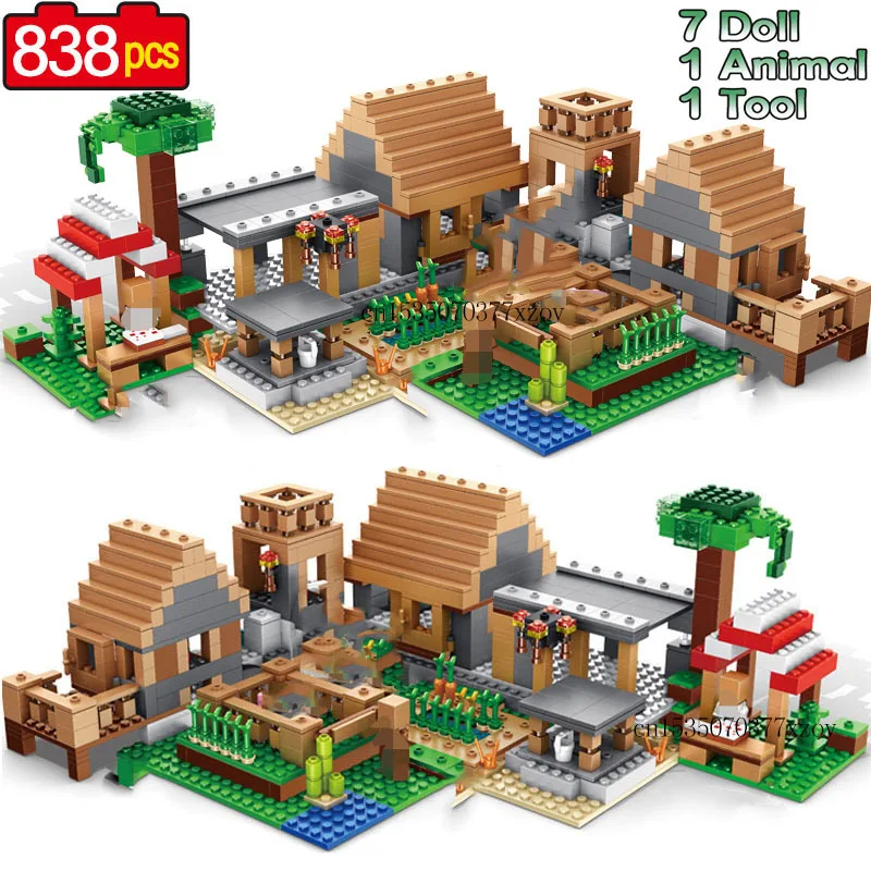 

838pcs Castle Village Series My World Ghost Village Building Blocks Bricks Figures Module Toys For Children Christmas gifts 222