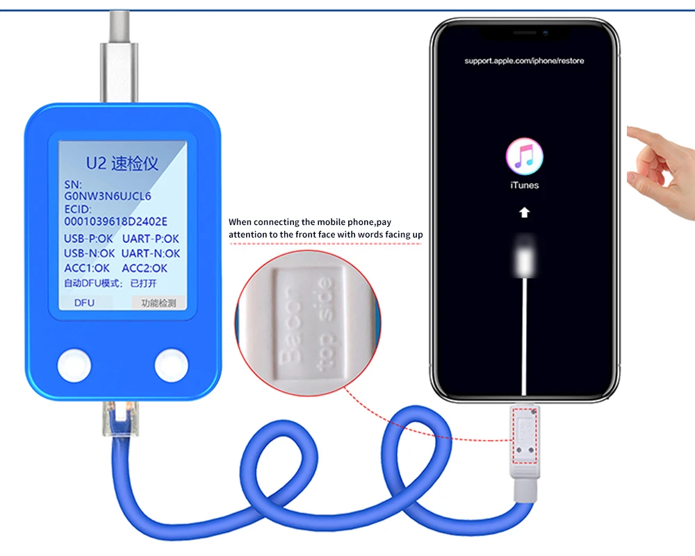 Новый тестер чипов JC U2 прибор для ремонта кодов IPhone Xs Max/Xs/XR/8Plus/8/7Plus // 6S/6/Φ |