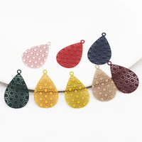 20pcslot new copper water droplets shape charms spray painting filigree stamping charms for earring making accessories