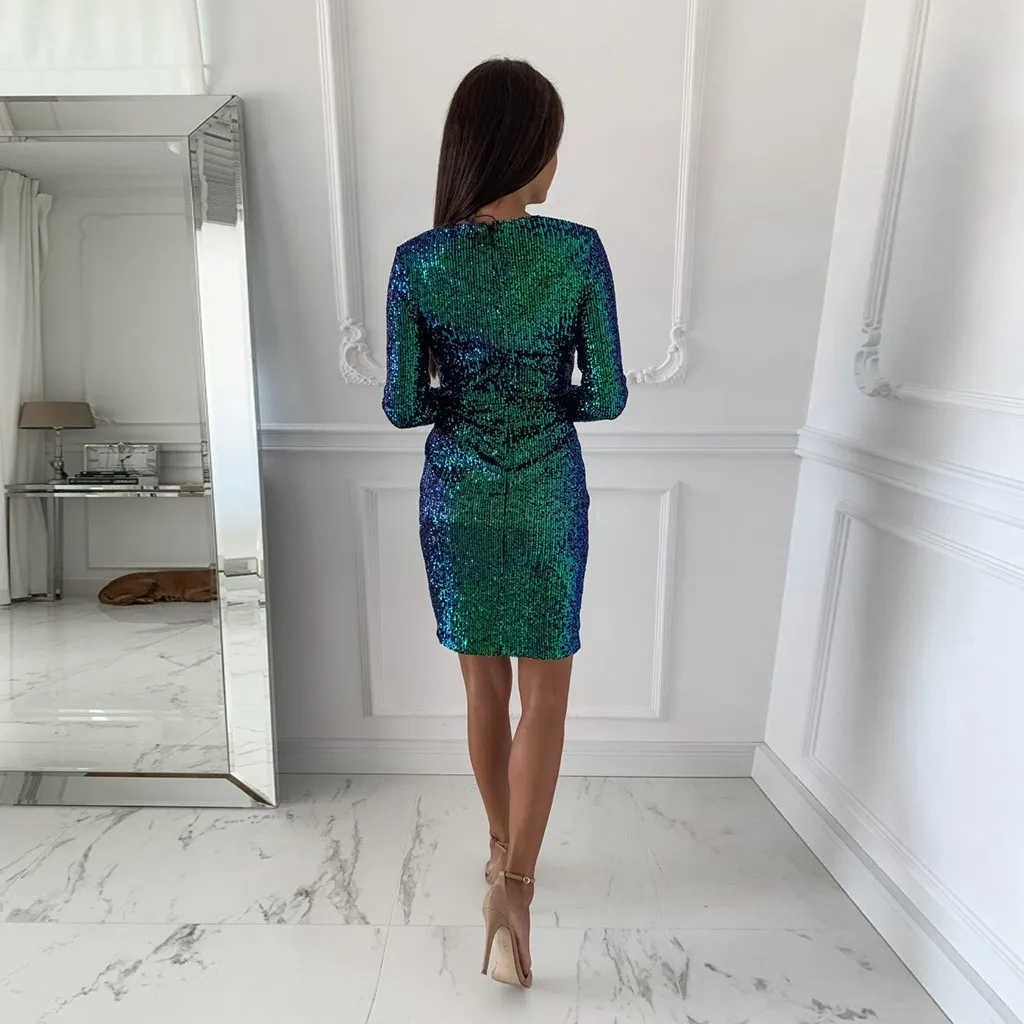 Женское вечернее платье вечерние платья сексуальное блестящее с глубоким