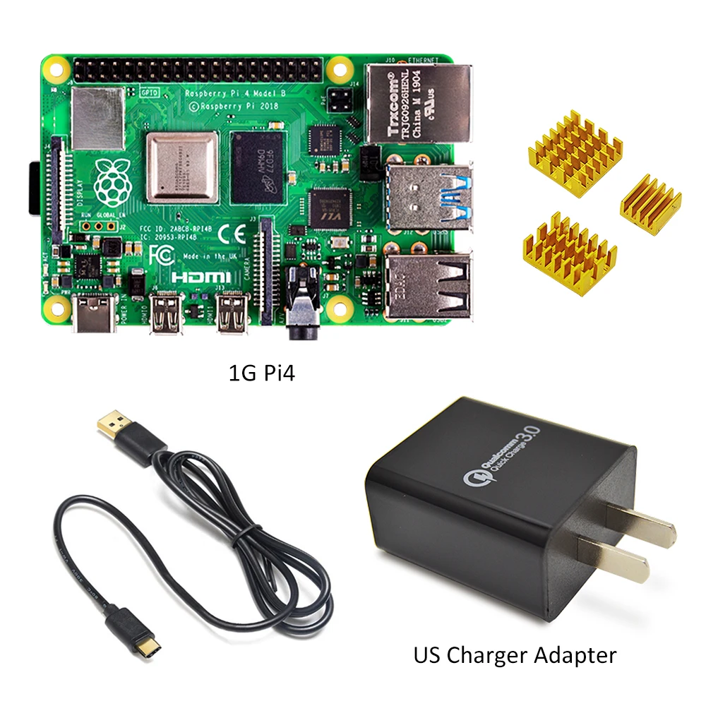 Raspberry pi 4 модель kit 1GB ram BCM2711 четырехъядерный процессор Cortex A72 ARM v8 1 5 ГГц с зарядным
