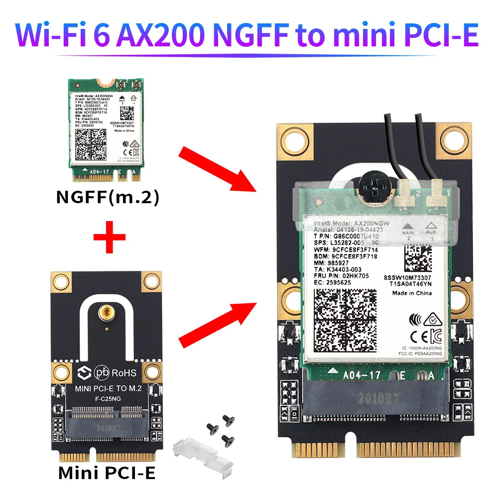 Адаптер M.2 NGFF на Mini PCI E (PCIe + USB) для Wifi Bluetooth Φ AX200 9260 8265 8260 ноутбука/ПК|Сетевые карты| |