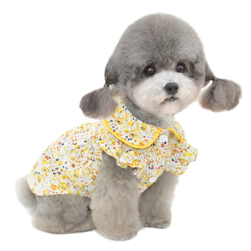 

Милое Цветочное платье для собаки, летняя одежда для маленьких щенков, весенний костюм для питомца, одежда для йоркширского померанского пу...