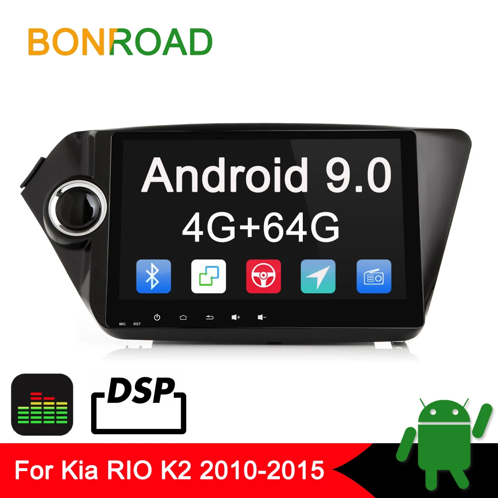 Автомобильный мультимедийный плеер Bonroad 2din Android 9 0 GPS навигация для Kia k2 RIO 2010 2015