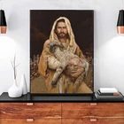 Настенная картина с изображением Иисуса Христа с ягненком, постер на холсте с изображением бога, картина маслом, декоративная картина для гостиной, домашний декор