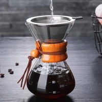 classic glass coffee pot v60 dripper with wooden handle pour over coffee maker espresso coffe drip kettle barista tools