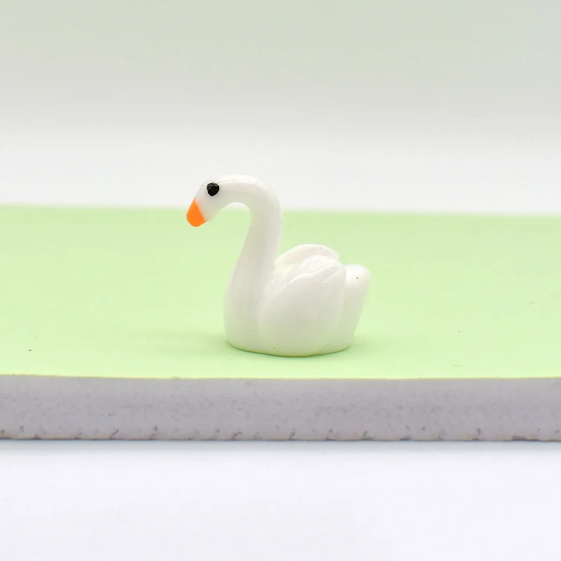Миниатюрная фигурка лебедя из смолы миниатюрное украшение для сада сделай сам