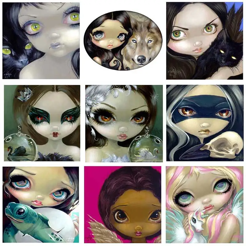 

«Большие глаза», 3 вида принтов, Счетный 11CT 14CT 18CT 28CT Сделай Сам Вышивка крестом наборы для ухода за кожей оптовая продажа крестиком Наборы вы...