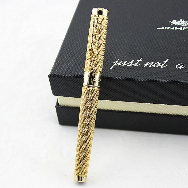 JINHAO 1200 самая маленькая серебряная с золотым Драконом зажим авторучка для