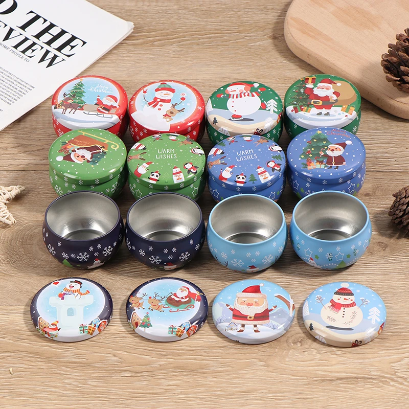 

2.2OZ Christmas mini tin box Sealed jar packing boxes jewelry candy box storage