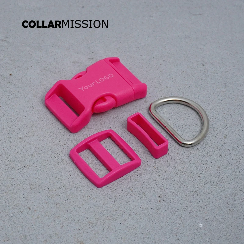

(plastic buckle+Tri-Glid+square keeper+D ring)Engraved DIY dog collar rose 25mm webbing sewing accessory good quality