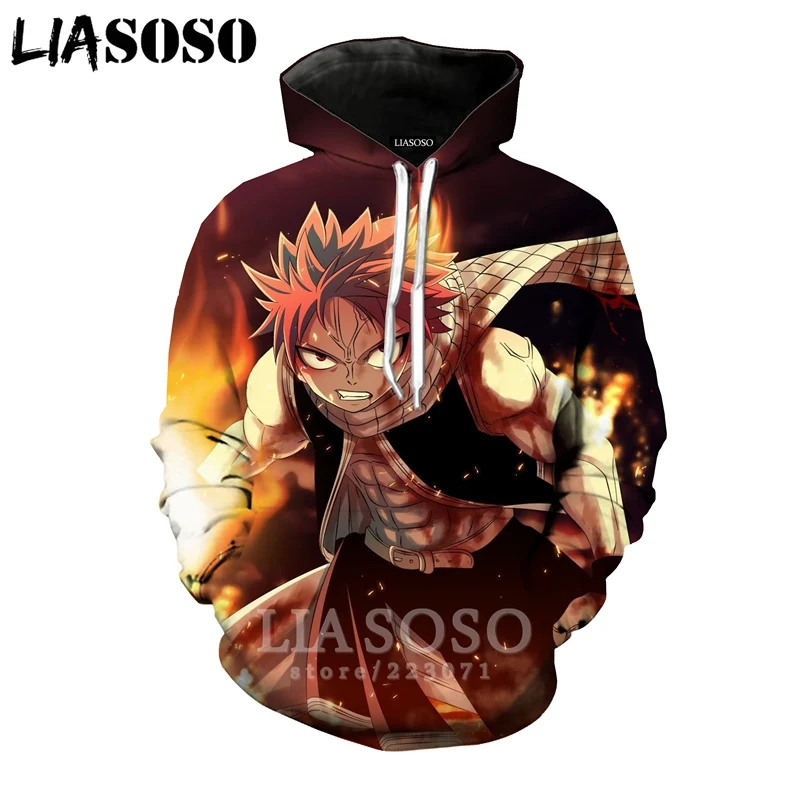 LIASOSO толстовка с хвостом Феи для мужчин и женщин Модный 3D принт аниме Нацу