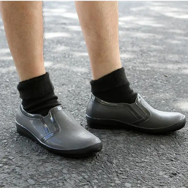 

Men Autumn Safety Ankle Waterproof Rain Boots Elastic band Non-slip Water Shoes Man Wellies Work Footwear Fishing Rubber galoshe