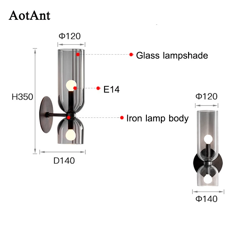 

AotAnt wall lamps modern simple bedroom bedside glasscorridor living room background wall study art designer wall lamp