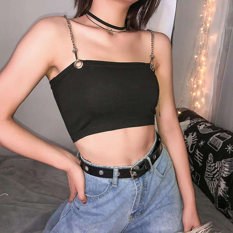 Сексуальная Женская Хип-хоп модная металлическая цепочка на бретельках