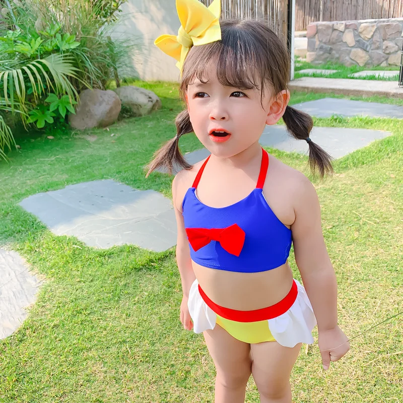 Новинка 2020 стильный детский купальный костюм для девочек милый треугольный