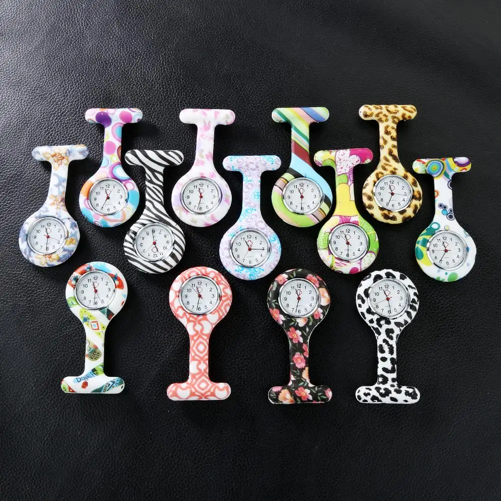 

2020 New Portable Arabic Numerals Round Dial Silicone Nurses Brooch Tunic Fob Pocket Watch Electric Watch New Fashion Watches