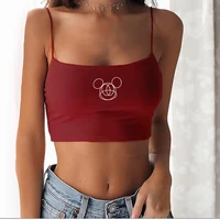 womens crop top for fitness disney vest mickey print sexy club bottoming casual cartoon camisole new tight fitting sportswear