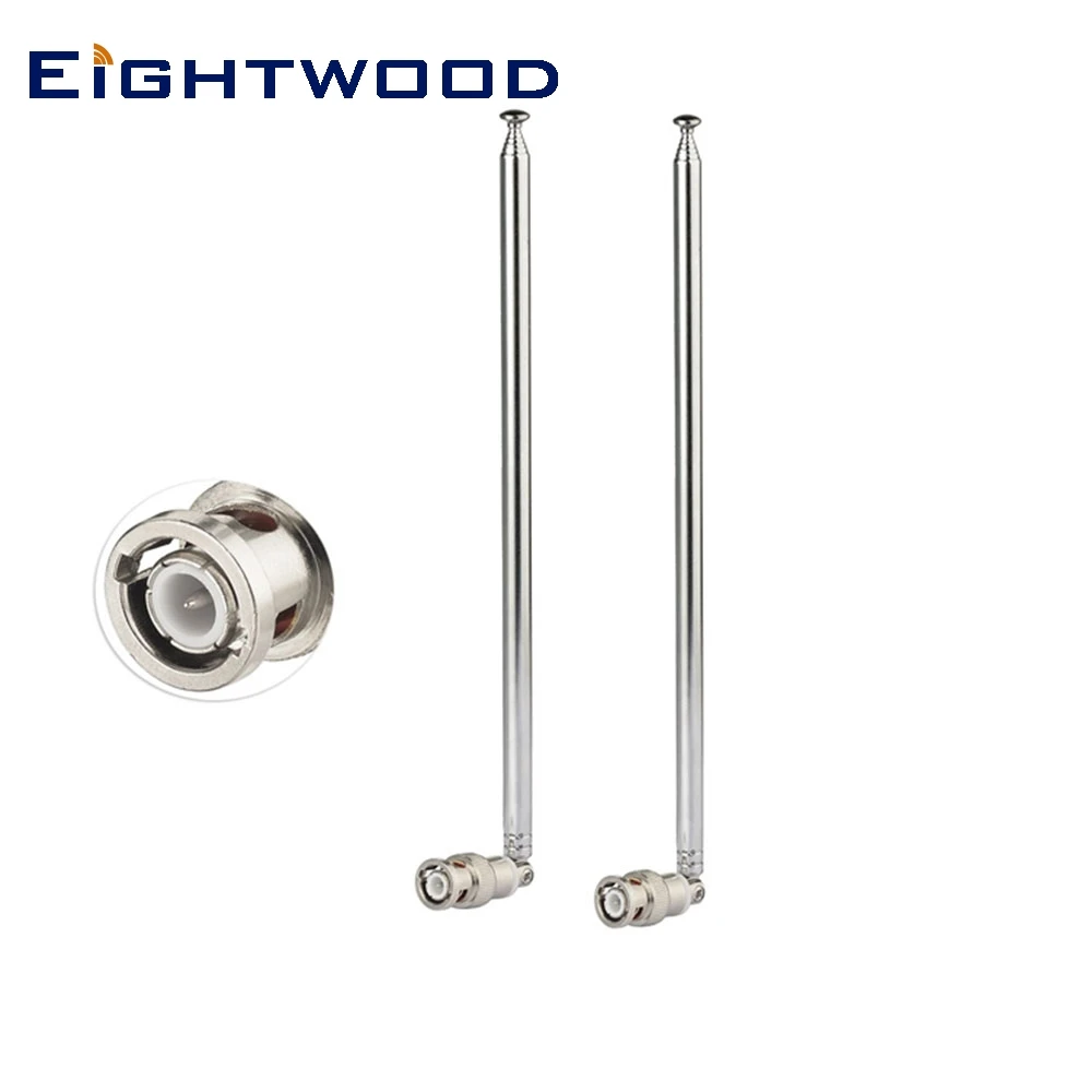 Eightwood 2 Pack HF VHF UHF 7 секционная 115 см телескопическая BNC Мужская антенна для