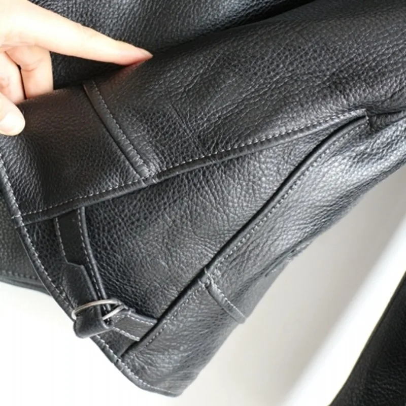 

Quality Cow High Leather Jackets Men Vintage Real Cowhide Genuine Leather Coats Long Sleeve Single Breasted Overcoats Fashion