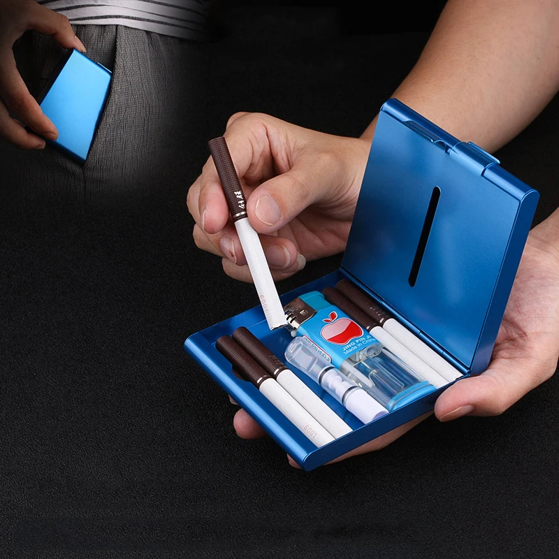 Aluminum Foldable Cigarette Case 20 Pieces Cigarette Holder Creative Metal Smoke Accesoires Gift for Men enlarge