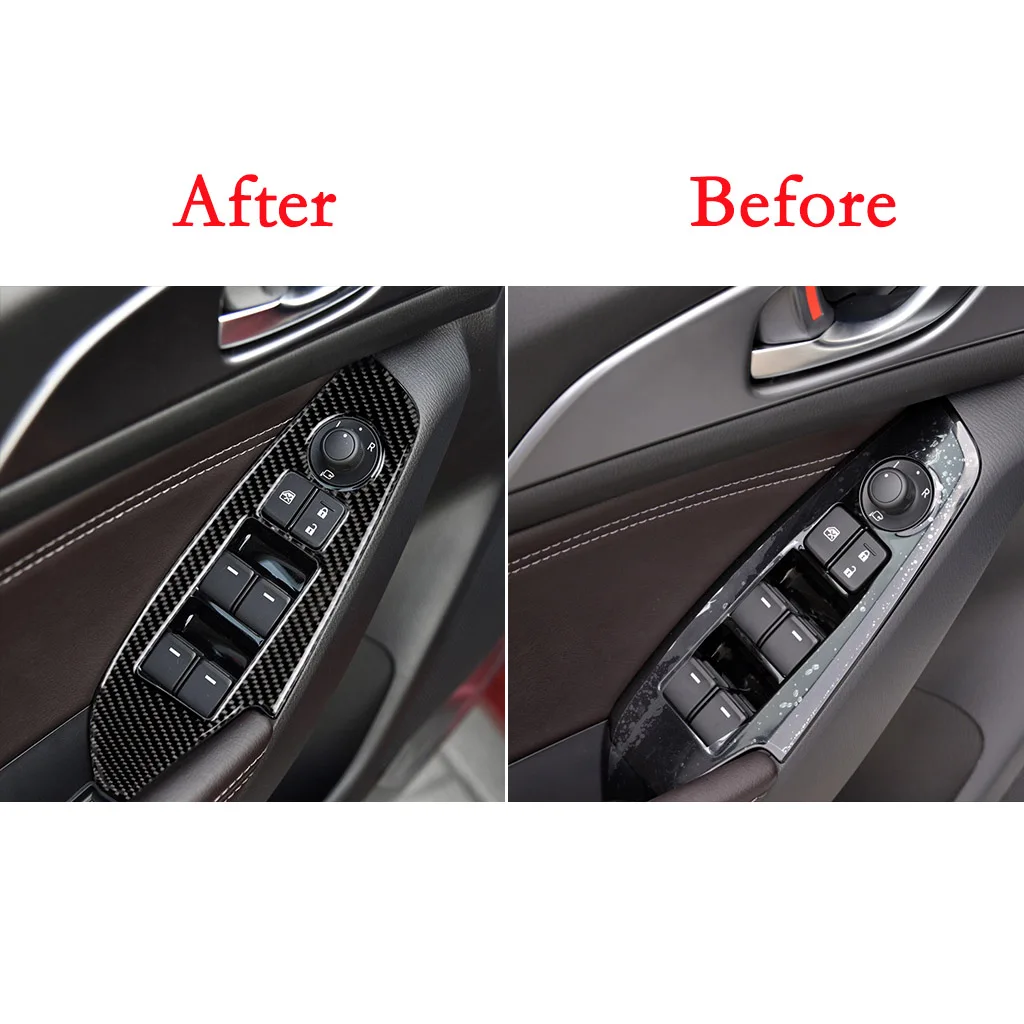 For MAZDA 3 Axela accessories decorate carbon fiber Windows Control Panel automotive interior trim stickers2014 2017 2018 | Автомобили и