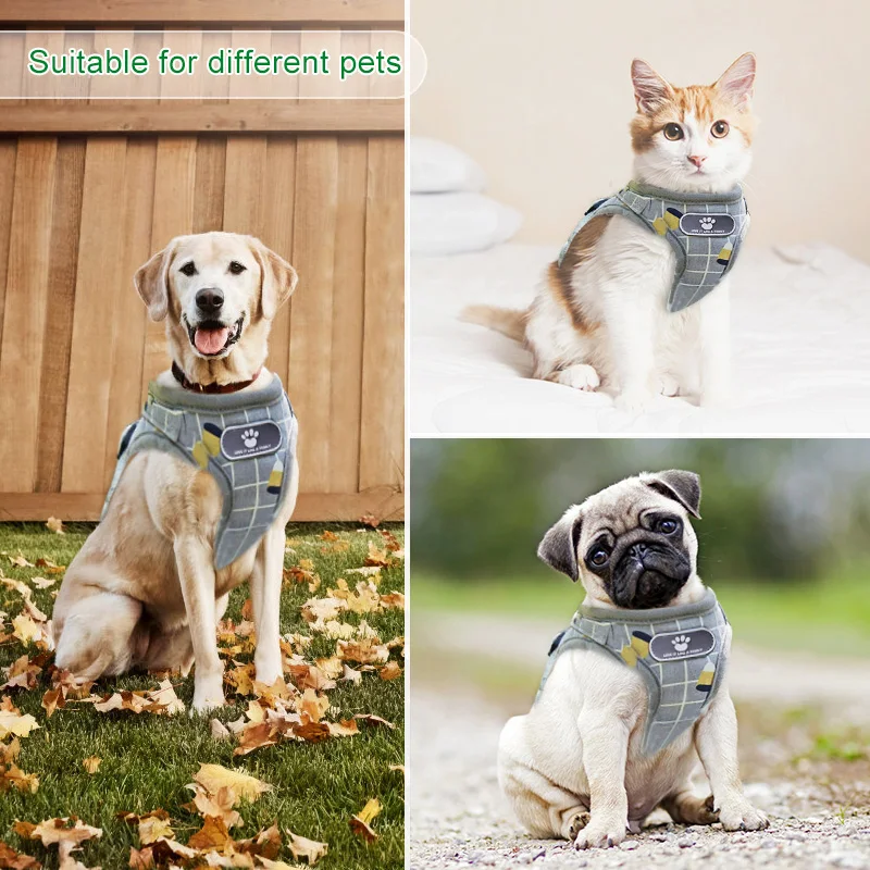 Шлейка с поводком для собак и кошек регулируемая дышащая в клетку | Дом сад