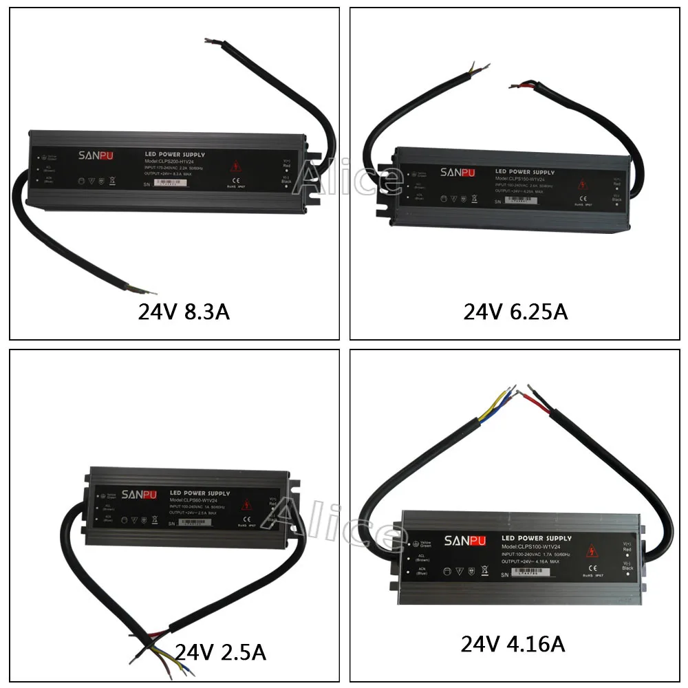 60 Вт 100 150 ультра-тонкий светодиодный Трансформатор DC24V IP67 Водонепроницаемый