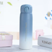 gradient color stainless steel vacuum flask creative fashion bounce cover tea cup annual meeting festival gift cup custom