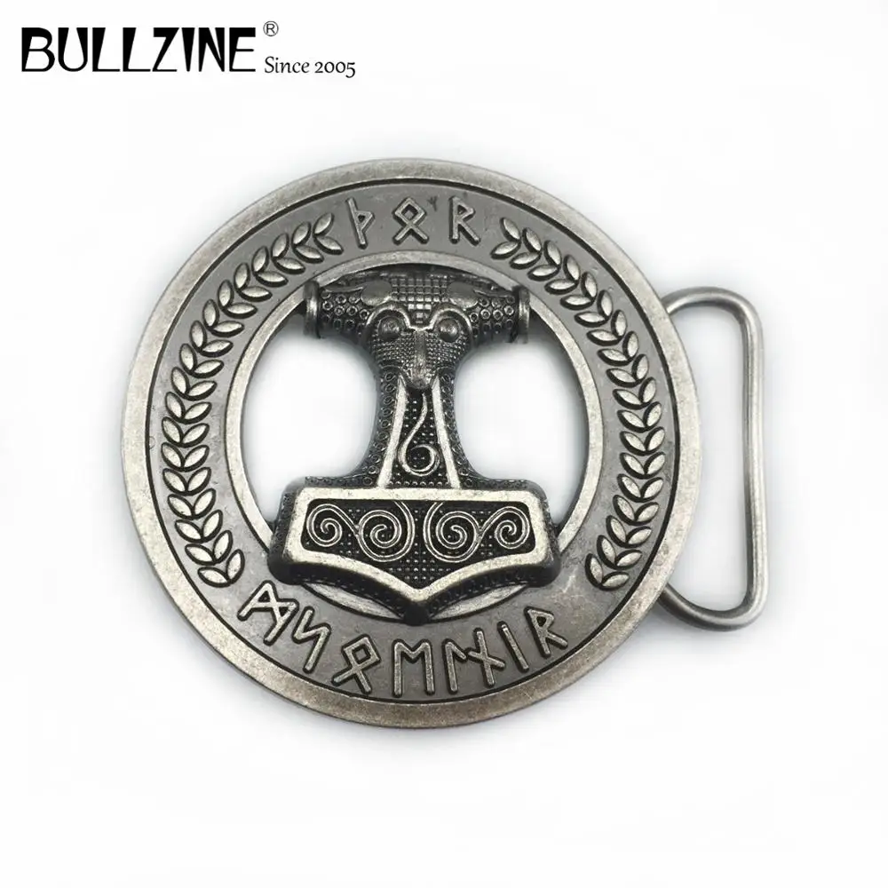 Bullzine оптовая торговля круглый мьельнир пряжка на ремешке THORSHAMMER VIKING Музыка