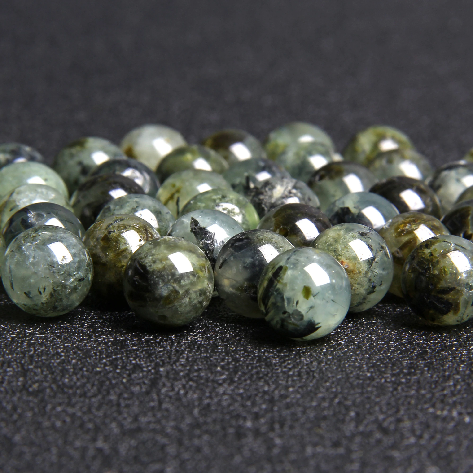Круглый полированный драгоценный камень бусины из натурального камня преннита 15